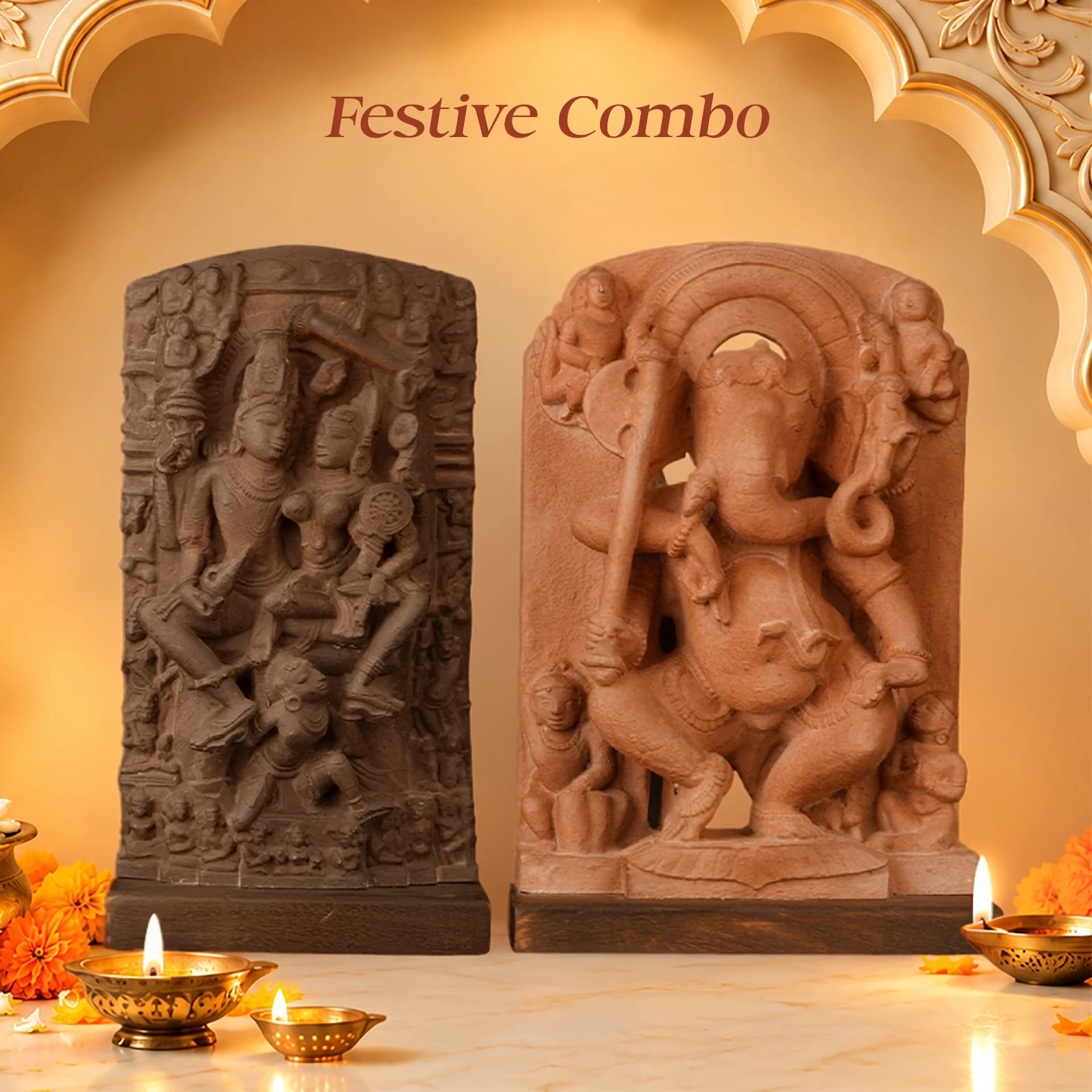 Ganesha & Lakshmi Narayan Museum Masterpiece Replicas, The Diwali Heritage Combo